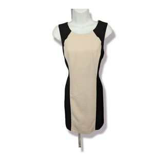 FOREVER 21 BLACK AND CREAM SLEEVELESS COLORBLOCKED SHEATH DRESS SIZE M